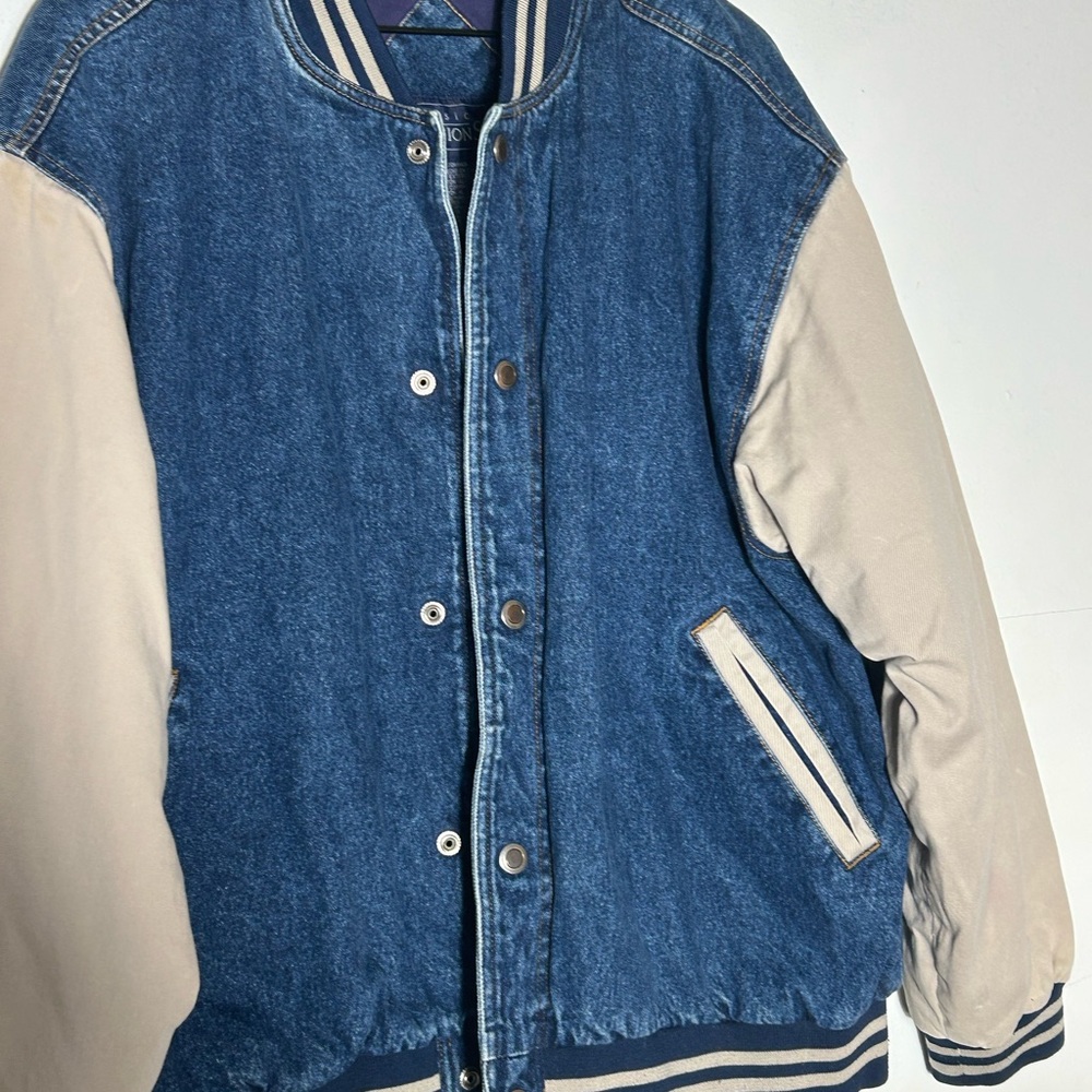Vintage Basic Editions Size Large Denim Bomber Va… - image 5